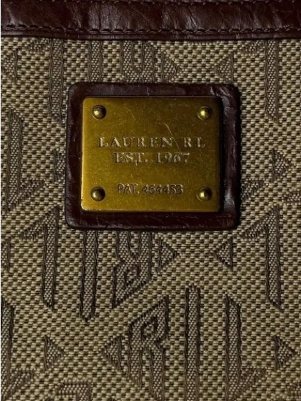 VTG Lauren Ralph Lauren Monogram Canvas Jacquard Wristlet